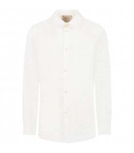 White shirt for boy with polka dots