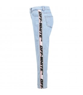 Light-blue jeans for girl with logo
