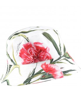 White cloche for girl with pink carnations