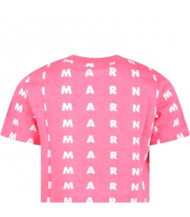 Pink T-shirt for girl with white logo