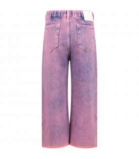Purple jeans for girl with logo patch