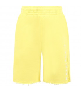 Yellow shorts for boy with white logo