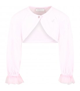 Pink cardigan for girl with logo