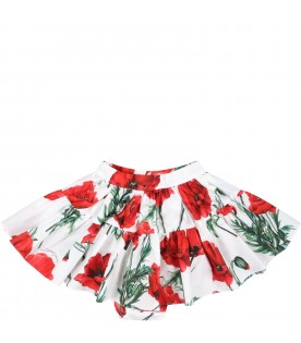 White skirt for baby girl with poppies