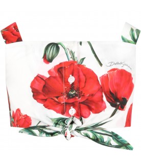 White top for girl with poppies and logo