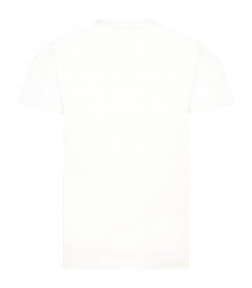 T-shirt bianca per bambino con logo e Spilla Safety