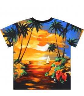 Multicolor T-shirt for baby boy with sunset