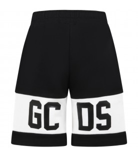 Black shorts for boy with white logo