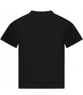 Black T-shirt for boy with white logo