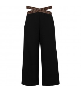 Black trousers for girl with FF logo