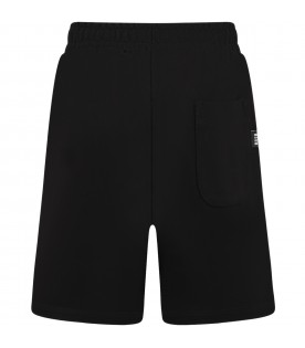 Black shorts for boy with white logo