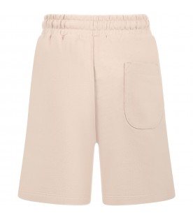 Beige shorts for boy with white logo