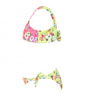 Multicolor bikini for girl with floral print