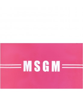 Pink beach-towel for girl with white logo