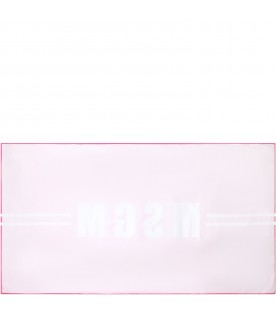 Pink beach-towel for girl with white logo