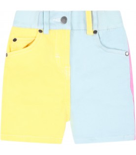 Milticolor shorts for baby girl with heart-shaped patch