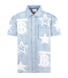 Light-blue shirt for boy with TB monogram