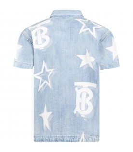 Light-blue shirt for boy with TB monogram
