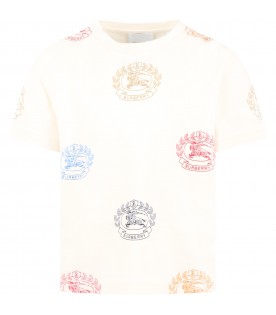 Beige T-shirt for boy with logo