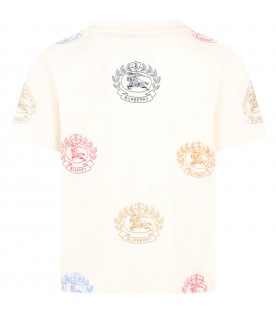 Beige T-shirt for boy with logo