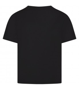 Black T-shirt for boy with logo