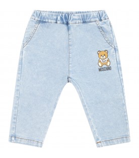 Light-blue jeans for baby boy with Teddy Bear