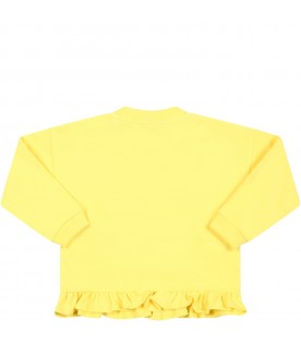 Yellow sweatshirt for baby girl with Teddy Bear and flower