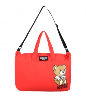 Red changing-bag for babykids with logo