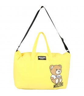 Yellow changing-bag for babykids with logo