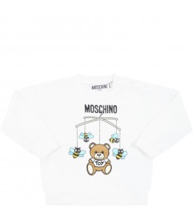 White sweatshirt for baby boy with bees and Teddy Bear