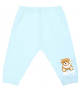 Light-blue sweatpants for baby boy with Teddy Bear