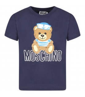 Blue T-shirt for boy with Teddy Bear