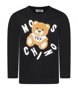 Black T-shirt for kids with Teddy Bear