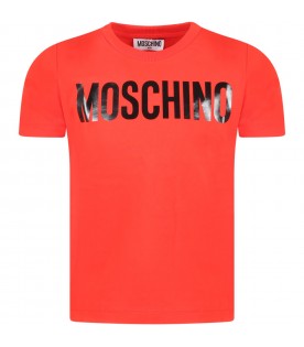 Red T-shirt for boy with black logo