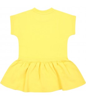 Yellow dress for baby girl with Teddy Bear and logo