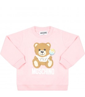 Pink sweatshirt for baby girl with Teddy Bear
