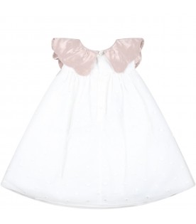 White dress for baby girl with polka dots