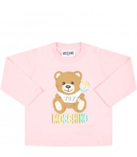 Pink T-shirt for baby girl with Teddy Bear