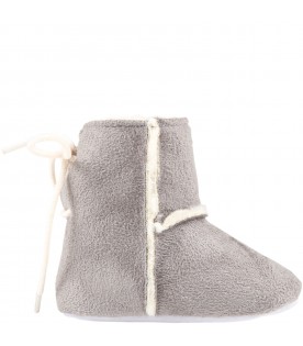 Gray shoes for babykids with faux fur