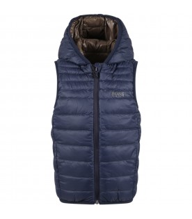 Multicolor gilet for boy with logo patch