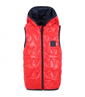 Multicolor gilet for boy with logo patch