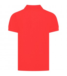 Red polo shirt for boy with patch