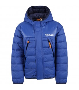 Blue jacket for boy with white logo