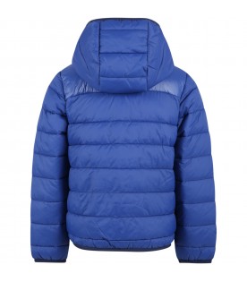 Blue jacket for boy with white logo