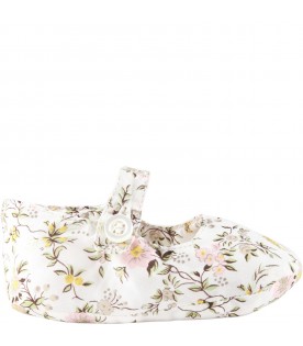 Ivory shoes for baby girl with Liberty print