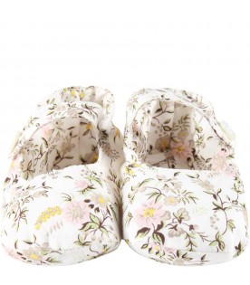 Ivory shoes for baby girl with Liberty print