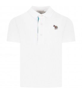 White polo shirt for boy with patch