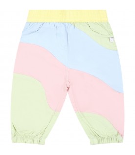 Multicolor trousers for babykids with logo patch
