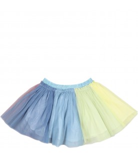 Multicolor skirt for baby girl with tulle and logo patch