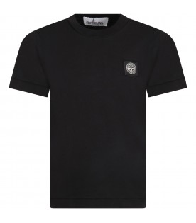 Black T-shirt for kids with patch logo